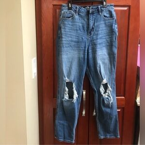 Hollister Blue Ripped Straight Leg Jeans